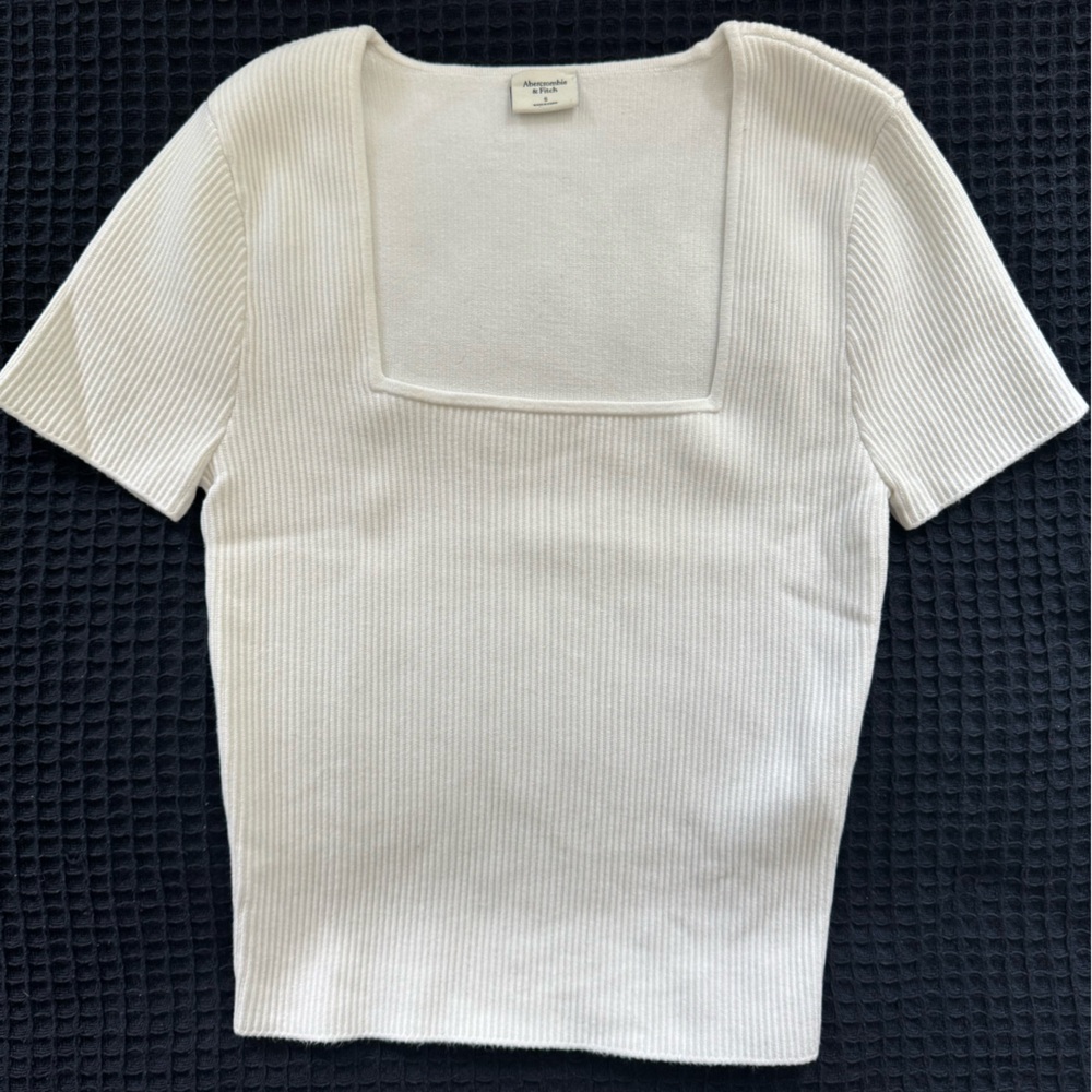 Abercrombie White Square Neck Ottoman Top